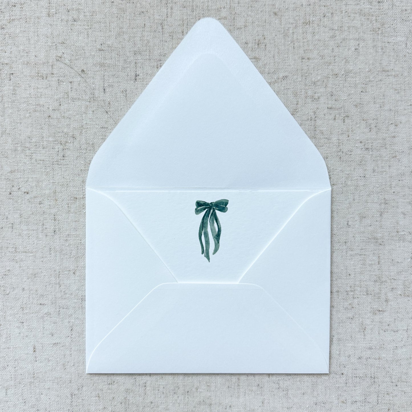 Green Velvet Bow Card Stationery | Set of 8