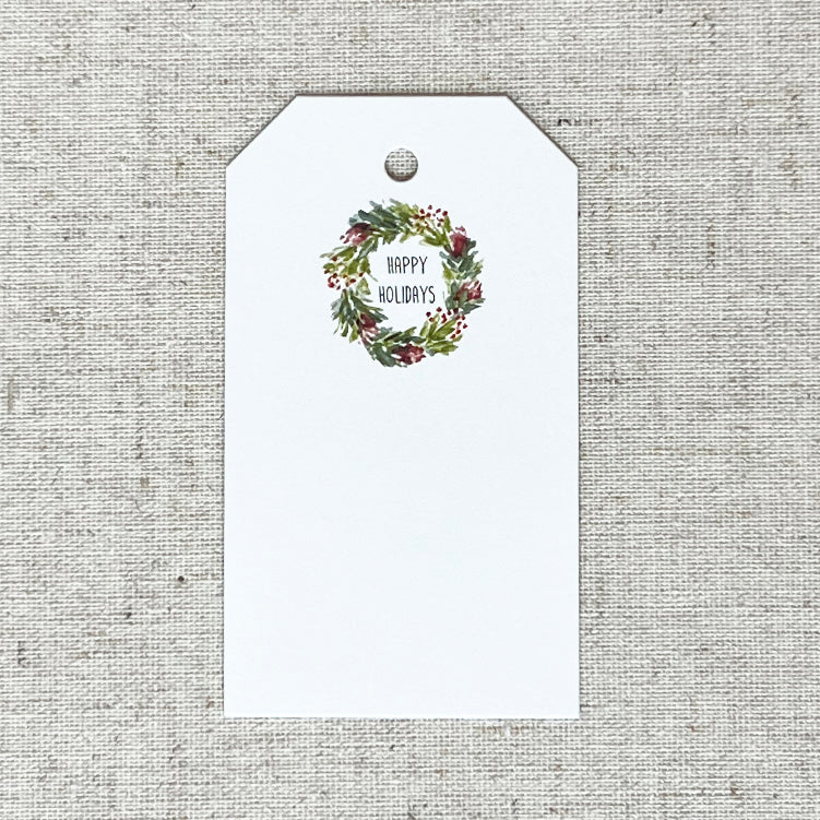 Happy Holidays Wreath Gift Tag | Set of 10