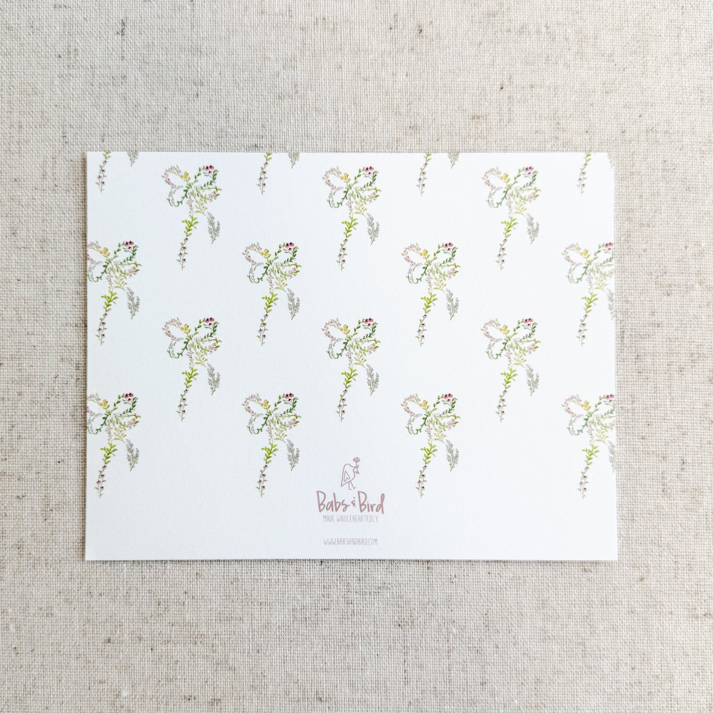 Wildflower Bow Raleigh Rose Card Stationery | Set of 8