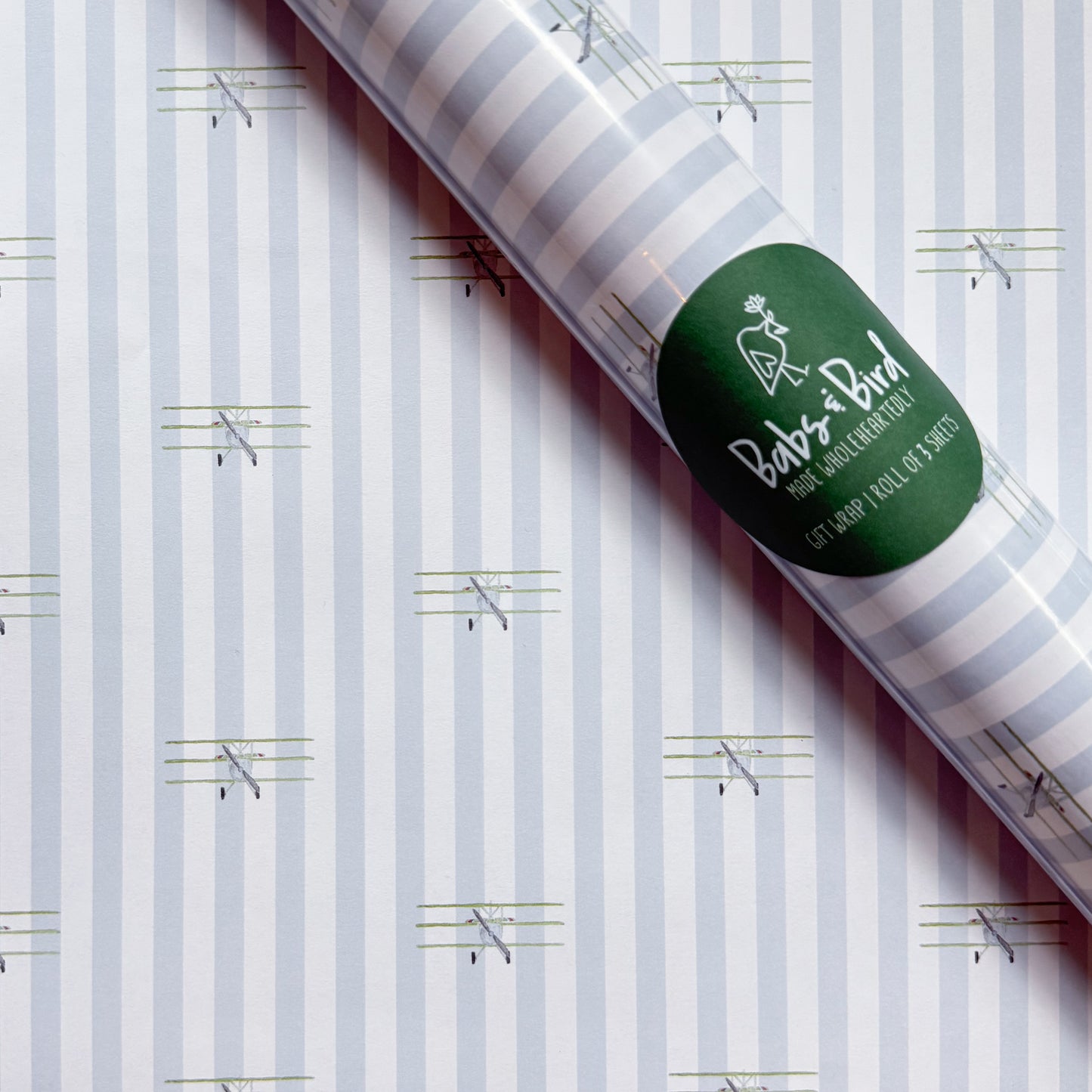 Vintage Plane Pin Stripe Gift Wrap | Set of 3
