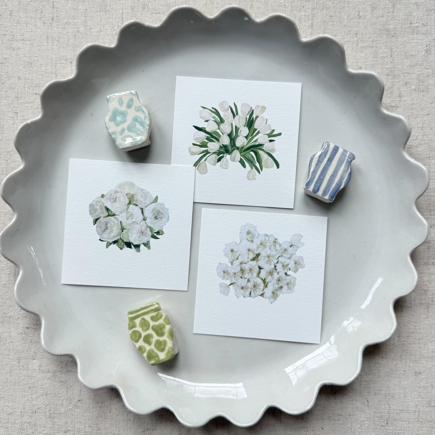 Ceramic Vase Place Card Holders Light Blue | Set of 4