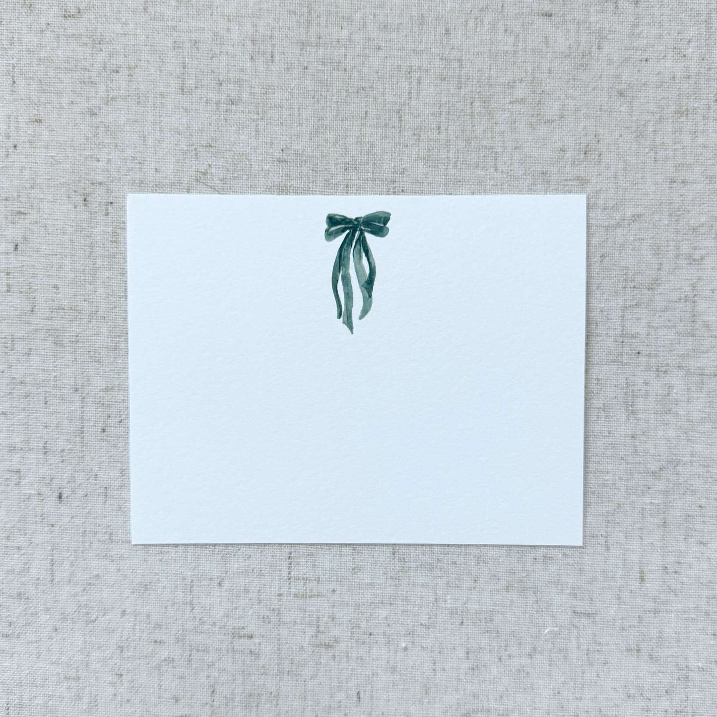 Green Velvet Bow Card Stationery | Set of 8