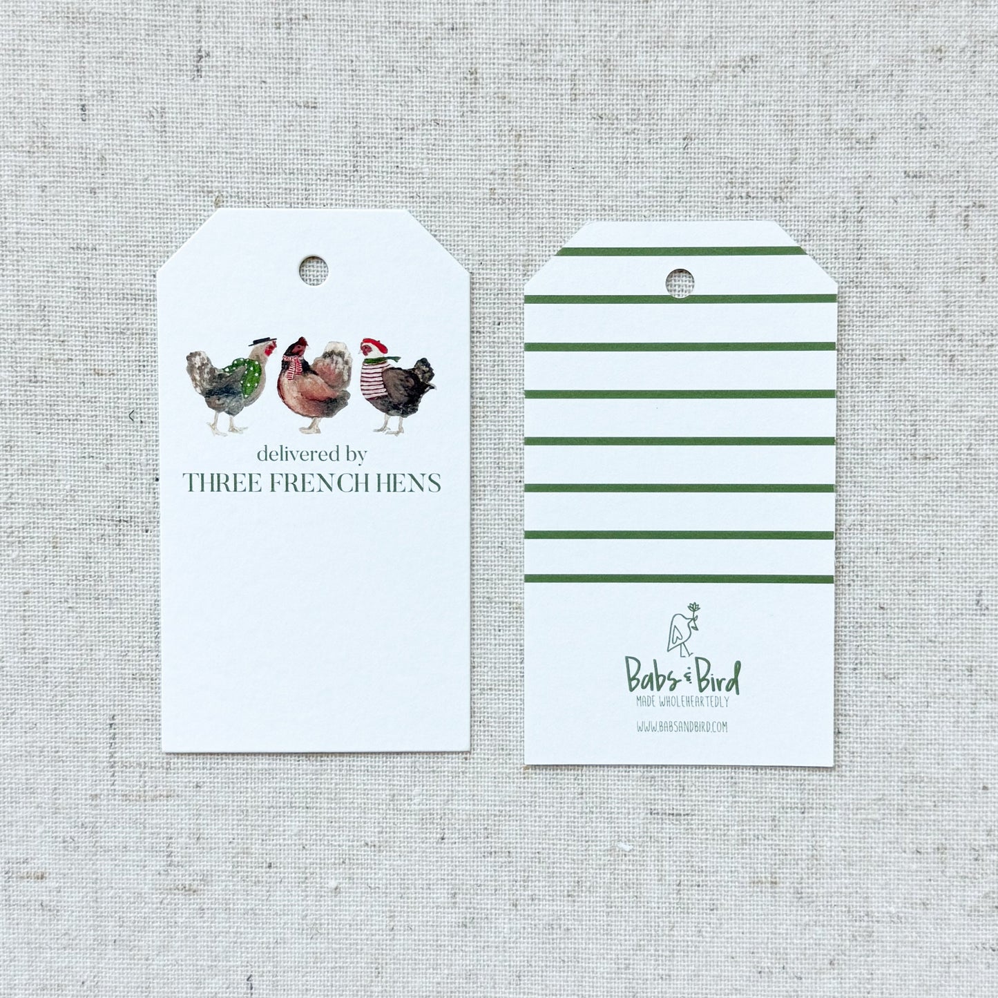Three French Hens Holiday Gift Tag | Set of 10