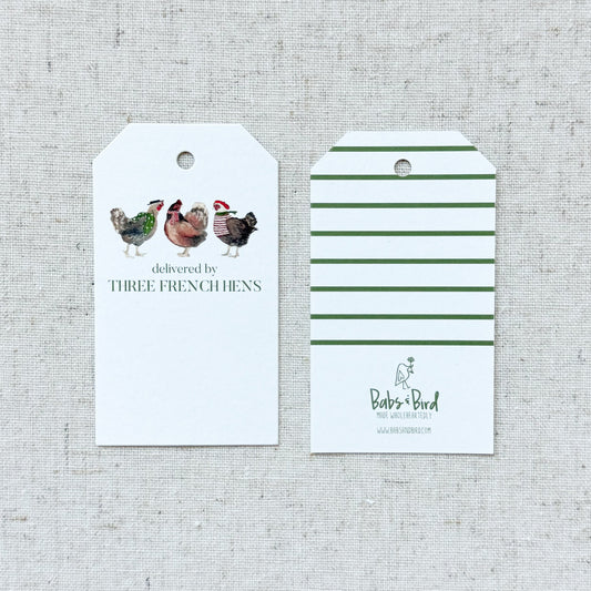 Three French Hens Holiday Gift Tag | Set of 10