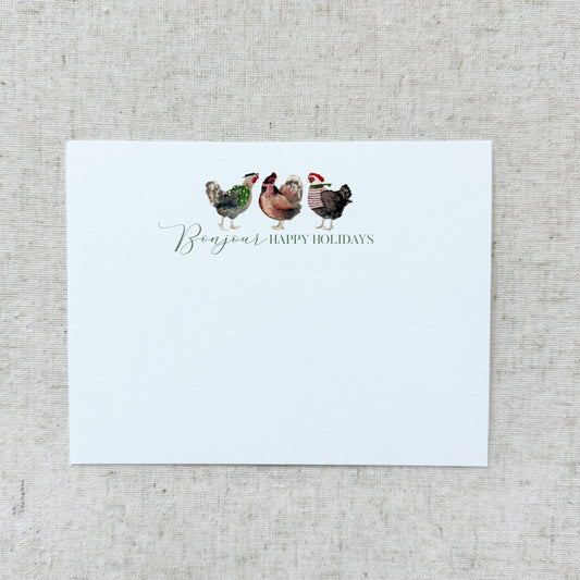 Three French Hens Card Stationery | Set of 8