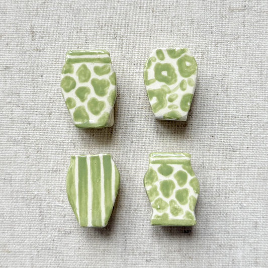 Ceramic Vase Place Card Holders in Green | Set of 4
