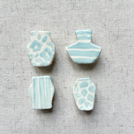 Ceramic Vase Place Card Holders Light Blue | Set of 4