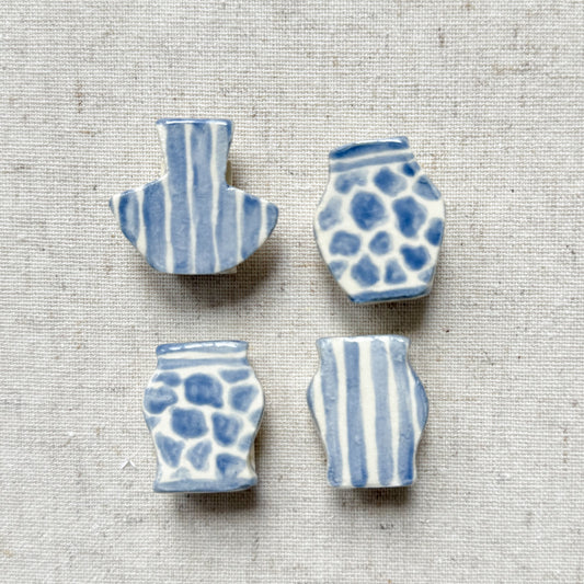 Ceramic Vase Place Card Holders in Blue | Set of 4