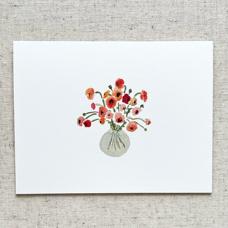 Vase of Ranunculus Folded Card Stationery | Set of 8
