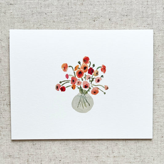 Vase of Ranunculus Folded Card Stationery | Set of 8