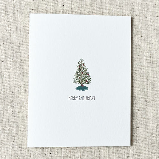 Merry and Bright Tree Holiday Greeting Card