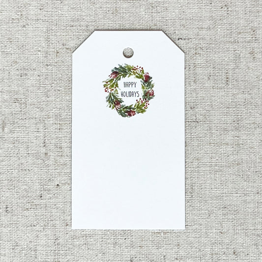 Happy Holidays Wreath Gift Tag | Set of 10