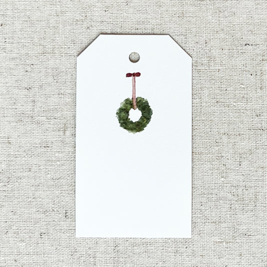 Red Bow Holiday Wreath Gift Tag | Set of 10